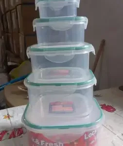 Kitchen Containers Set, Fridge Storage Boxes, Plastic Containers for Kitchen Organizer, Kitchen Accessories Items for Storage Organizer, Snap-Seal (lunch box/storage organizer) (5 Ps Set).
