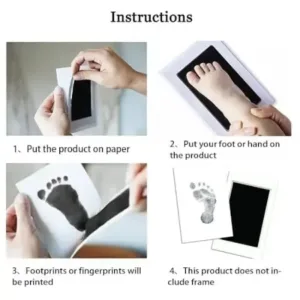 Inkless Hand and Footprint Kit Ink Pad for Baby Hand and Footprints Dog Paw Print Kit Dog Nose Print Kit Baby Footprint Kit Clean Touch Baby Foot Printing Kit Handprint Kit (Black-Pack of-1)