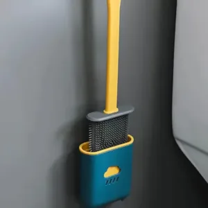 Silicone Toilet Brush/ Flexible Soft Bristle Brush with Quick Dry Holder Cleaning Brush for Toilet Accessories ( Without Box ) ( default, Standard ).