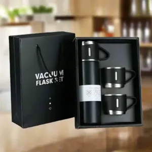 Stainless Steel Vacuum Flask Set with 3 Steel Cups Combo for Coffee Hot Drink and Cold Water Flask Ideal Gifting Travel Friendly Latest Flask Bottle. (500ml) ( default, Standard ).