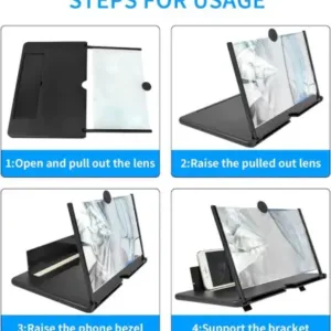 8 Inch 3D HD Mobile Screen Magnifier with Foldable Stand Phone Screen Expander Amplifier for Movies Videos Gaming (Multicolor) ( default, OS )