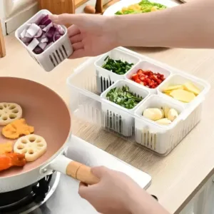 Fridge Storage Boxes Freezer Storage Containers, Container for Kitchen Storage Set, Storage in Kitchen, Vegetable Storage, Draining Crisper Refrigerator Food Box (1 Pc) ( default, Standard ).