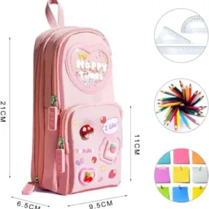 Premium Pencil Case with 3 Compartments Cute Aesthetic Pencil Pouch Large Capacity Multifunctional Stationery Organizer for School Kids Girls ( default, OS )