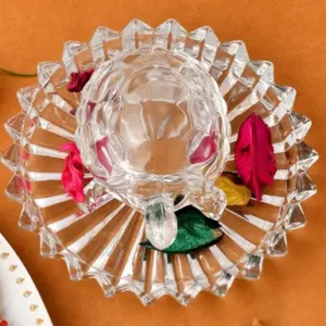 Set Look Crystal Kachua + Plate Bowl Tortoise On Plate Showpiece (Big Size) for Good Luck Turtle Vastu for Career and Luck (Glass, White) ( default, 5inch )
