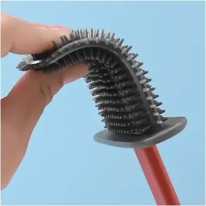 Silicone Toilet Brush/ Flexible Soft Bristle Brush with Quick Dry Holder Cleaning Brush for Toilet Accessories ( Without Box ) ( default, Standard ).