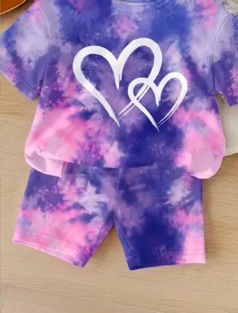 BLIOfVAza6rea74UDHqXRkze1VPt6IUOzV1LnY3h.webp Kids Tie-Dye Heart Print Summer Set Purple & Pink Tie-Dye T-Shirt and Shorts Set ( multicolor, 0-6m,6-12m,12-18m,18-24m,2-3y,3-4, )