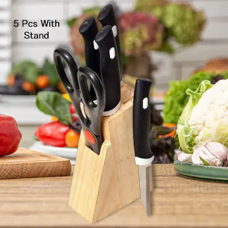 BYQnrftJSBYXvGgovZvf0D7GTcM2i3v2Cc90080j.webp Kitchen Knife Set with Wooden Block & Scissors | 5-Piece Tempered Steel Knife Set (Black) ( default, OS )