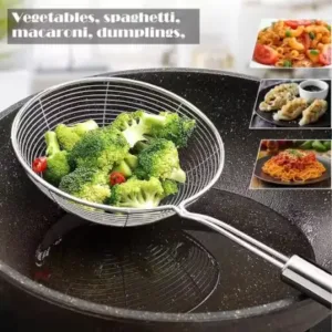 Kitchen Tools Combo – Stainless Steel Potato Pav Bhaji Masher, Egg Whisker Beater & Deep Fry Puri Strainer | Pack of 3 | Multicolor. ( default, Standard )