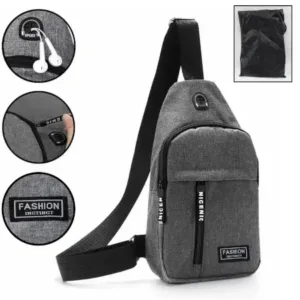 Waterproof Waist Bag, Shoulder Bags USB Charging Earphone Hook Sling Travel Bag (1 Pc) ( default, Standard ).