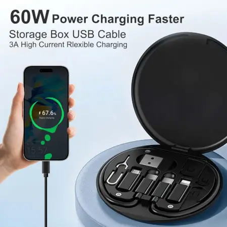F38Oy6XvSxul0nf7fwEV2mJ6Htko5Mku40r9Ar4X.webp All in One 60W Fast Charging Travel Data Cable Set with Type C USB A Lightning Micro Connectors Portable Multi Functional Cable Kit ( default, OS )