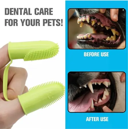FS9iTDnljVVkfJ6Q0Ecfr67z0u70GRjW8TNibvCg.webp Pet Finger Toothbrush Soft Bristle Dental Cleaning Brush for Dogs Cats and Small Pets ( default, Standard )