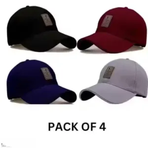 Trendy Men Multi-Color Cotton Baseball Cap – Pack of 4 ( default, OS )