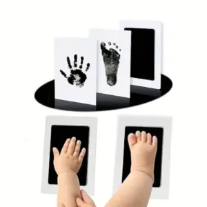 Inkless Hand and Footprint Kit Ink Pad for Baby Hand and Footprints Dog Paw Print Kit Dog Nose Print Kit Baby Footprint Kit Clean Touch Baby Foot Printing Kit Handprint Kit (Black-Pack of-1)