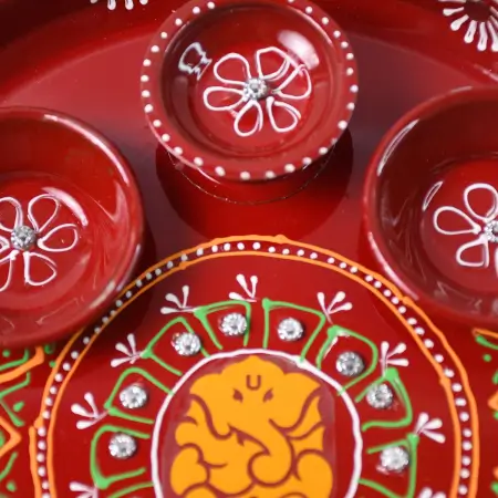IoqbqkFHGtHHkim6B69ONMTchM7wHwLxs278X3EL.webp Hand-painted decorative pooja thali with ganesha motif and diyas traditional festive design (1 pc) description: ( default, OS ).
