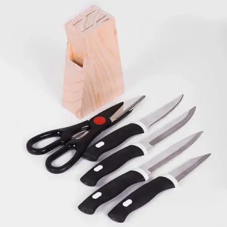 KpuhggmfFsx2ua0jXo1lcWAa3J3P8aM801oR9O4J.webp Kitchen Knife Set with Wooden Block & Scissors | 5-Piece Tempered Steel Knife Set (Black) ( default, OS )