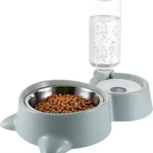 2 in 1 Automatic Pet Feeder Bowl with Water Dispenser Bottle and Stainless Steel Food Bowl for Dogs and Cats ( default, Standard )