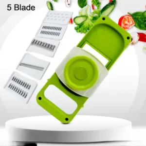 Slicer for Kitchen 5 in 1 Foldable Vegetable Slicer Blade Potato Cutter, Veggie Slicer, Onion Slicer, Julienne Grater with Protective Guards, Stainless Steel Blade ( default, Standard ).
