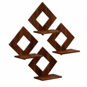 Wall Hanging Wooden Shelf N 0012 (Black Design) ( brown, OS )