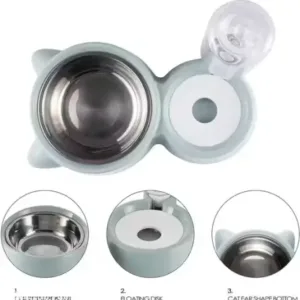 2 in 1 Automatic Pet Feeder Bowl with Water Dispenser Bottle and Stainless Steel Food Bowl for Dogs and Cats ( default, Standard )