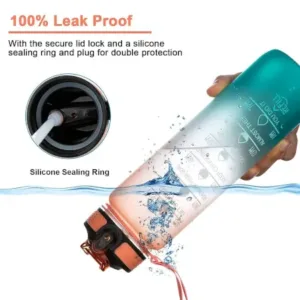 Motivational Water Bottle with Straw & Time Marker, Portable Gym Water Bottle (1 L), Leakproof Reusable, Special Design for Your Sports Activity, Hiking, Camping ( default, Standard ).