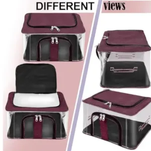 PVC Transparent Clothes Storage Boxes – 33L (Pack of 2) ( default, Standard )
