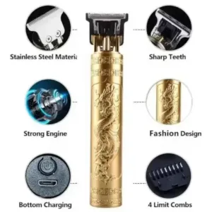 Vintage T9 Metal Body Trimmer – Rechargeable Beard & Hair Clipper ( default, FREE SIZE )
