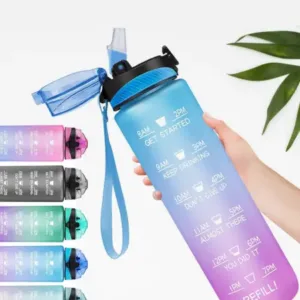 Motivational Water Bottle with Straw & Time Marker, Portable Gym Water Bottle (1 L), Leakproof Reusable, Special Design for Your Sports Activity, Hiking, Camping ( default, Standard ).