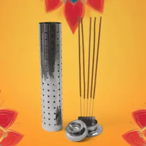 Stainless Steel Agarbatti Stand with Ash Catcher – Incense Stick Holder for Home & Office (1 Pc). ( default, Standard )