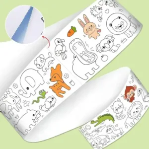 Kids Drawing Paper Roll, 30 x 300 cm, Large Colouring Poster with Animals, Transport, Space, Dinosaur Designs ( white, Standard )