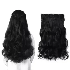 Black Clip-in Wavy Hair Extension – Synthetic Long Wig ( default, Standard )