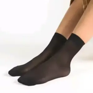 Women's Ultra-Thin Transparent Net Styled Elastic Short Ankle Socks (Black, 5 Pairs) ( default, Standard )