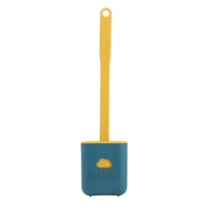 Silicone Toilet Brush/ Flexible Soft Bristle Brush with Quick Dry Holder Cleaning Brush for Toilet Accessories ( Without Box ) ( default, Standard ).