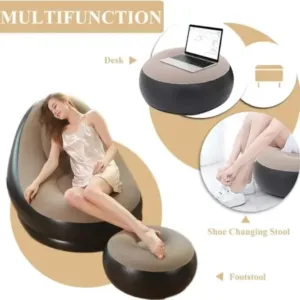 Inflatable Lazy Sofa with Footrest – Home Furniture ( default, OS )