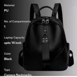 Leather Camera Backpack – Dual Compartment Solid Pattern ( default, Standard )