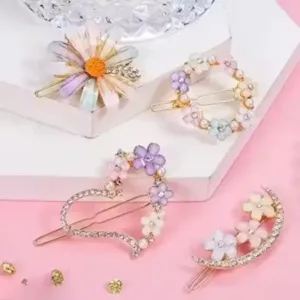 Korean Style Flower Metal Hair Lock Pin for Women & Girls – Hair Accessories ( default, OS )