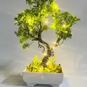 Artificial Bonsai Plant with Cork Light – Home & Office Decorative Plastic Plant. ( default, Free Size )