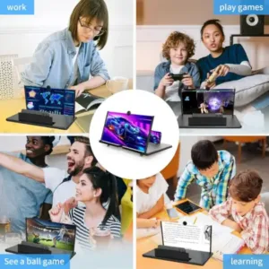 8 Inch 3D HD Mobile Screen Magnifier with Foldable Stand Phone Screen Expander Amplifier for Movies Videos Gaming (Multicolor) ( default, OS )