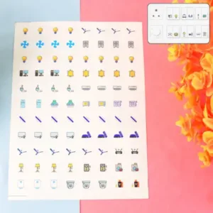 Smart Switch Icon Sticker Sheet – 88 Visual Labels for Home & Office Switchboards ( default, Standard )