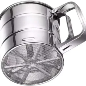 Stainless Steel Flour Sifter for Baking Double Layer Fine Mesh Baking Sieve with One Hand Press Handle for Sifting Flour Sugar Cocoa Powder (Pack of 1) ( default, OS )