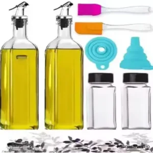 Cubic Enterprise Oil Dispenser 500 ml Bottle Set of 2 – Glass Kitchen Oil Bottles ( default, OS )