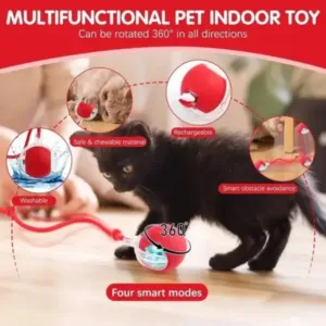 Smart Automatic Self Moving Cat Toy Ball Electric Interactive Rolling Pet Toy with USB Charging for Cats and Small Dogs ( default, OS )