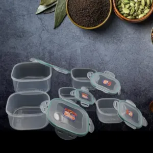 Kitchen Containers Set, Fridge Storage Boxes, Plastic Containers for Kitchen Organizer, Kitchen Accessories Items for Storage Organizer, Snap-Seal (lunch box/storage organizer) (5 Ps Set).