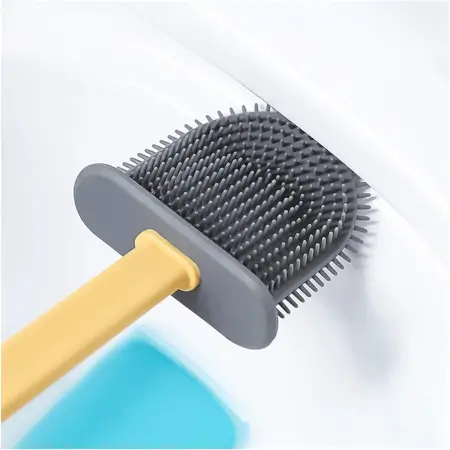 k2UTWtG3ZmubMXAjpYdJDzWJI03bKIO40um5O7Fs.webp Silicone Toilet Brush/ Flexible Soft Bristle Brush with Quick Dry Holder Cleaning Brush for Toilet Accessories ( Without Box ) ( default, Standard ).