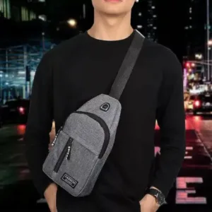Waterproof Waist Bag, Shoulder Bags USB Charging Earphone Hook Sling Travel Bag (1 Pc) ( default, Standard ).