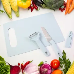 3 in 1 Kitchen Knife & Chopping Board Set with Vegetable Peeler for Daily Cooking ( default, OS )