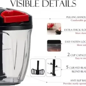 Premium Handy Pull Cord Vegetable & Fruit Chopper 900ML ( default, OS )