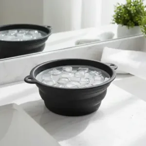 Silicone Ice Facial Bowl with Built-In Ice Tray Foldable Skin Care Bowl (1 Pc) ( default, Standard )