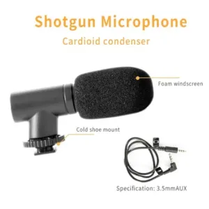 Vlogging Kit for Video Making with Mic Mini Tripod Stand, LED Light & Phone Holder Clip for Making Videos ( default, Standard ).