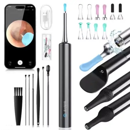 oy2Oc0RgO9LfTp4oTCkNgbTVAwR5RkTPdtmMLkrx.webp Earwax Removal Tool Kit with HD Camera Wifi Connection & 6 LED Lights Endoscope Tool Ear Cleaner for iOS & Android + 11 Silicone Tips Free- Black ( black, Standard )