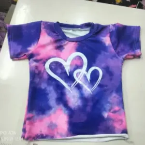 Kids Tie-Dye Heart Print Summer Set Purple & Pink Tie-Dye T-Shirt and Shorts Set ( multicolor, 0-6m,6-12m,12-18m,18-24m,2-3y,3-4, )